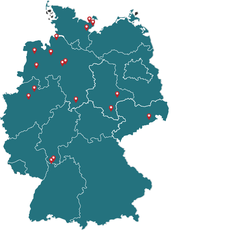 Deutschlandkarte mit Standorten